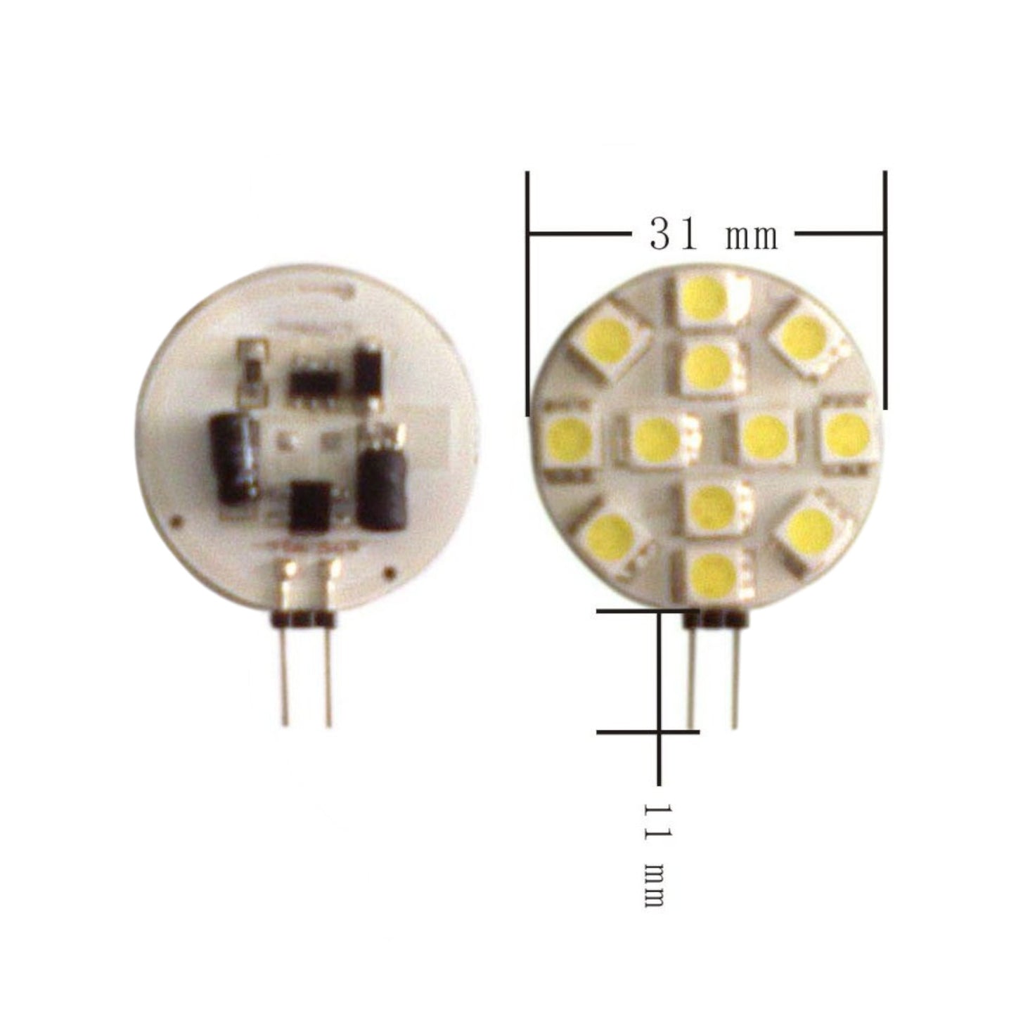 Pactrade Marine RV Car Part Replacement LED Bulb G4 Type Warm White Side Pin 1.2" Diameter