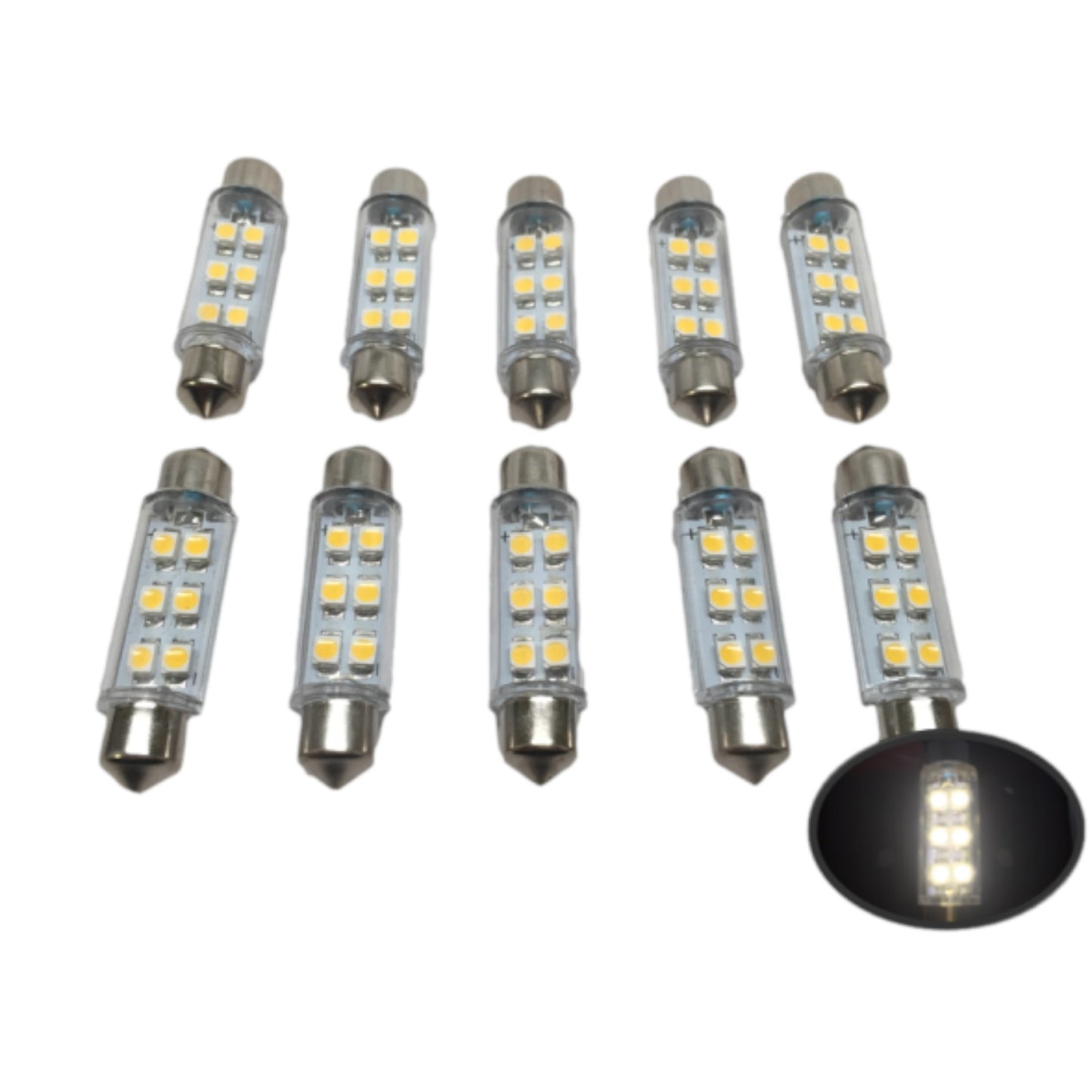 10 PCS Pactrade Marine RV Auto Boat Trailer Bus LED Bulb Festoon Warm White Light 0.5W
