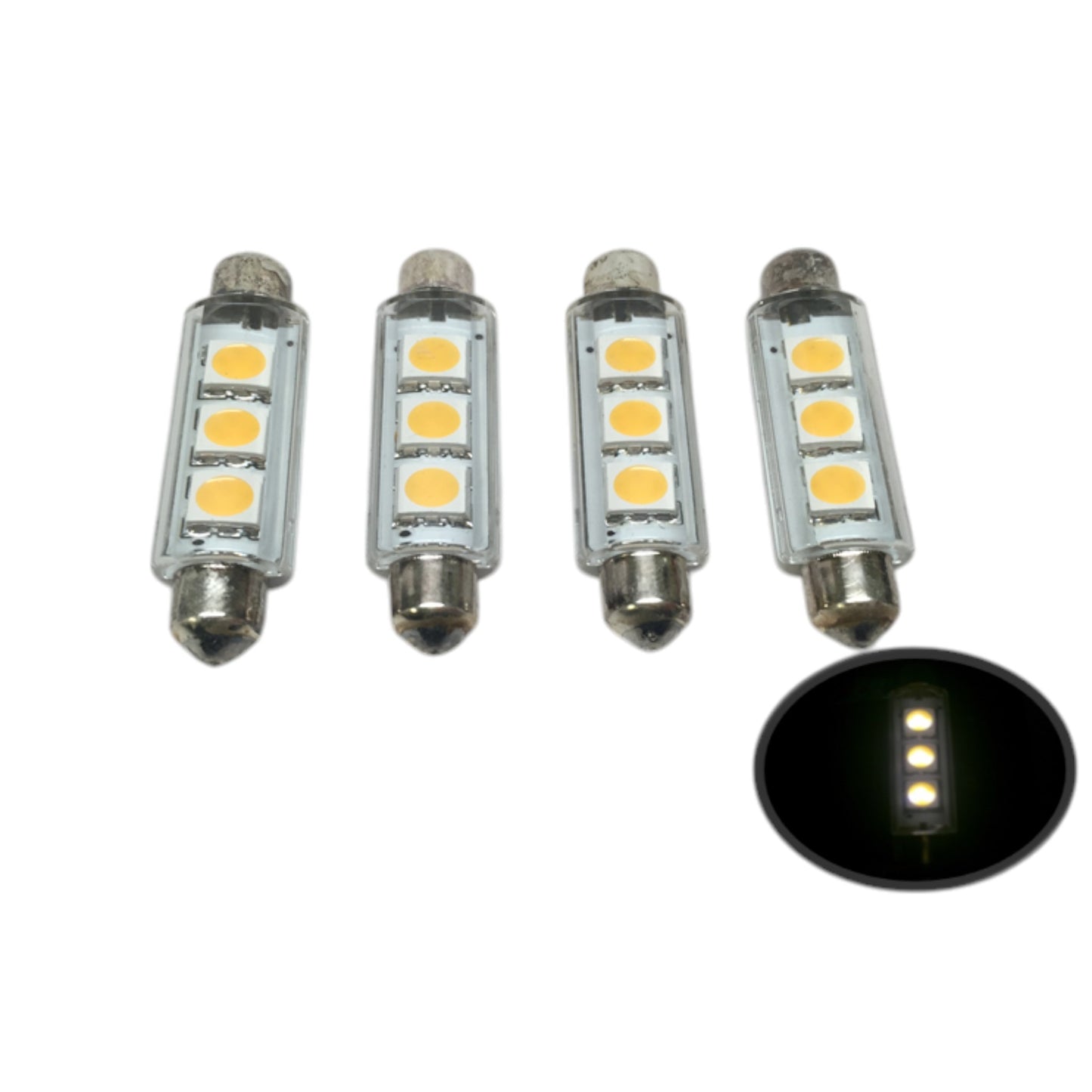 4 PCS Pactrade Marine Auto RV Trailer Bus Vehicle LED Bulb Festoon Type Warm White Light