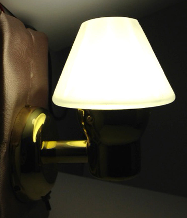Pactrade Marine Mini LED Frosted Glass Cone Brass Dimmable 140 LM Marine Boat Wall Light