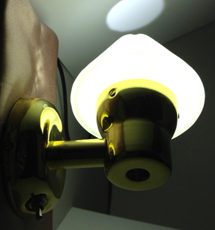 Pactrade Marine Mini LED Frosted Glass Cone Brass Dimmable 140 LM Marine Boat Wall Light