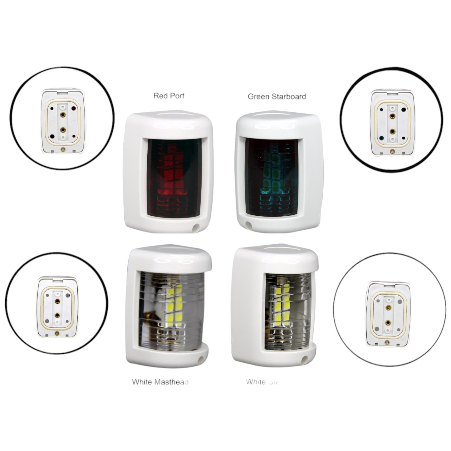 Pactrade Marine Boat Mini Green Starboard Red Port White Masthead and White Stern LED Navigation Light 12V up to 2NM (White)