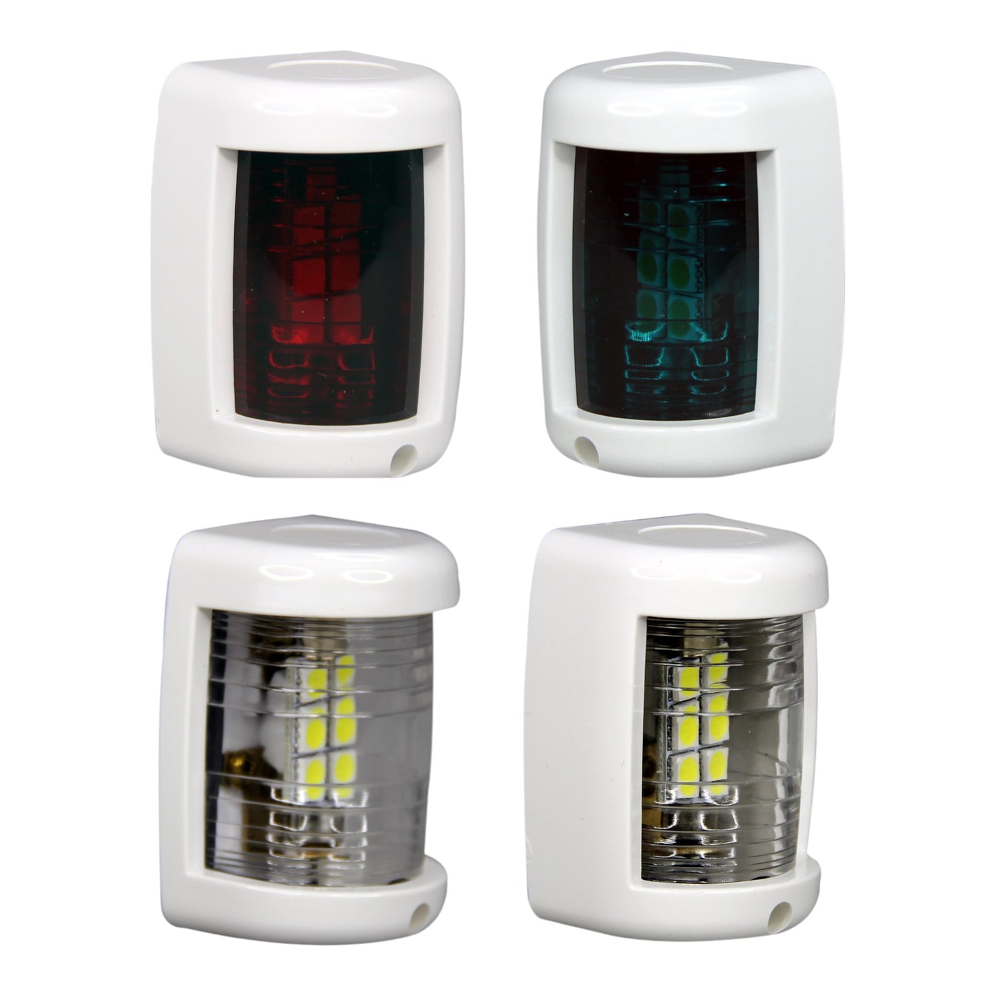 Pactrade Marine Boat Mini Green Starboard Red Port White Masthead and White Stern LED Navigation Light 12V up to 2NM (White)