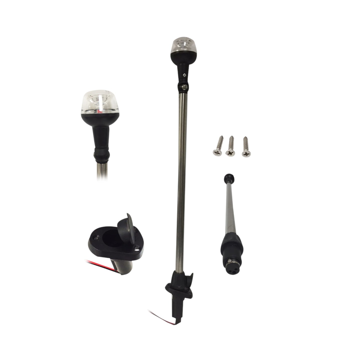 Pactrade Marine Boat 25" LED All-Around Stern Pole Light w/ Base