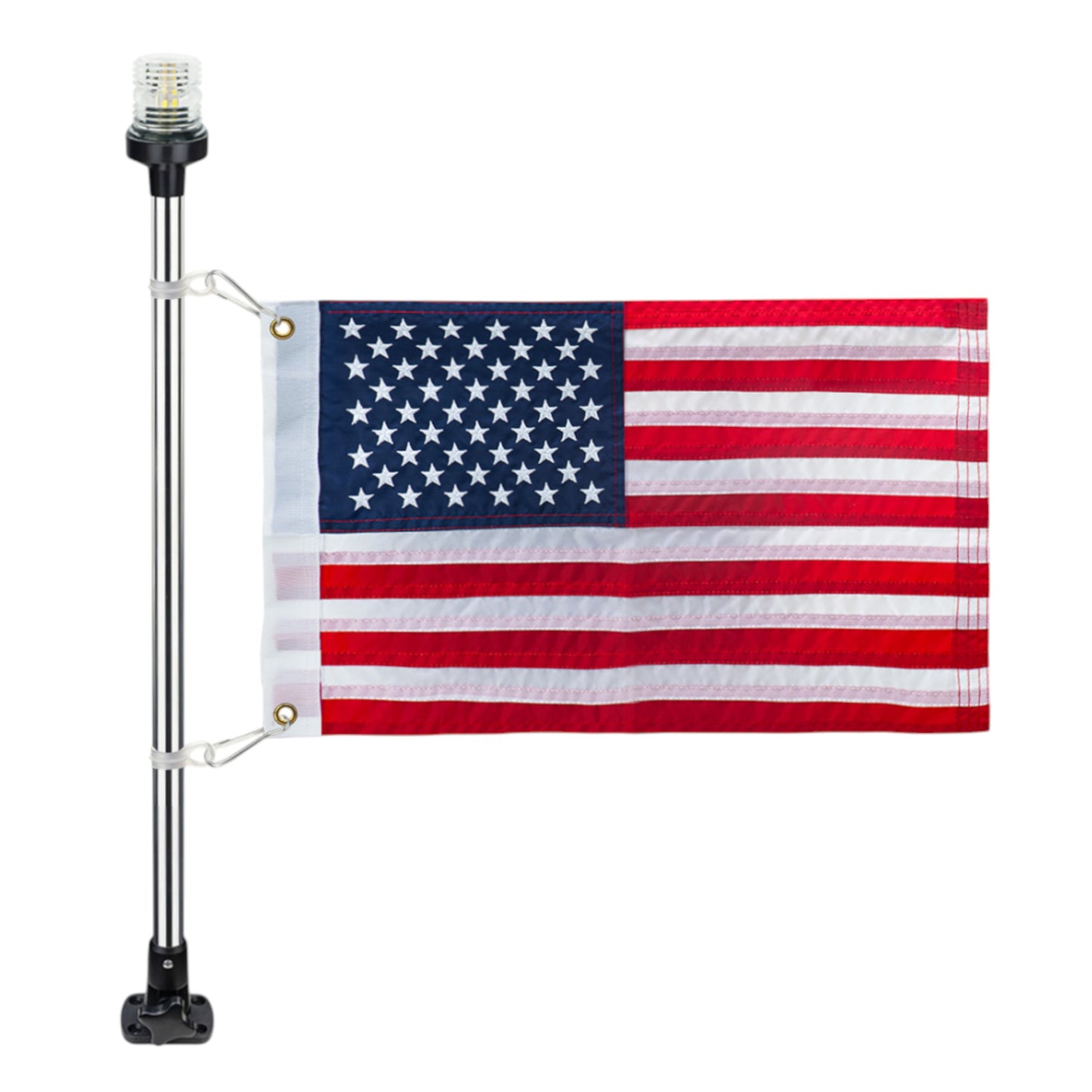 Pactrade Marine Navigation Lights for Boats LED - 24-Inch White LED Folding Stern Lights for Boats with American Flag 12x18 Inches (250 LM, 3 NM) | Boat Navigation Lights, American Flags for Boats