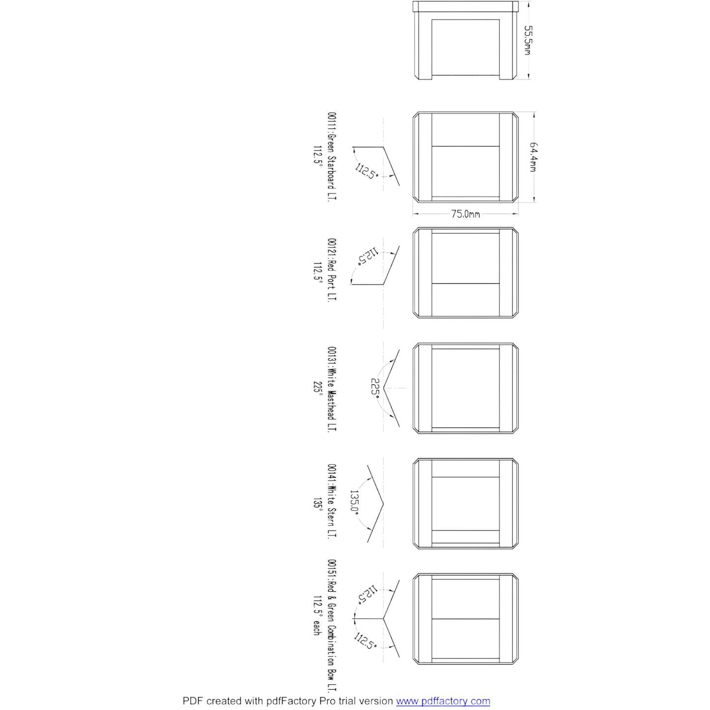 Pactrade Marine Boat Green Starboard, Red Port Side & Stern LED Navigation Light 3PC Set