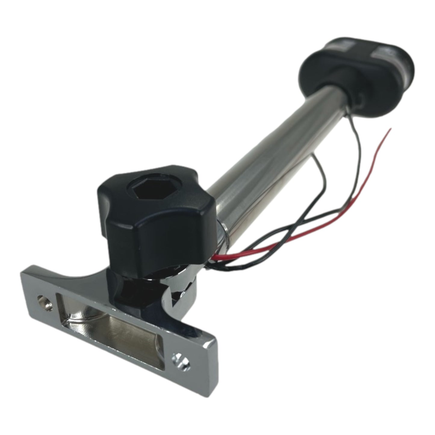 Pactrade Marine Boat Pontoon LED 10'' Foldable with Knob Dual Mount Anchor Light Stainless Steel Pole All Round and Masthead 12V DC Chrome Plated Zinc Base