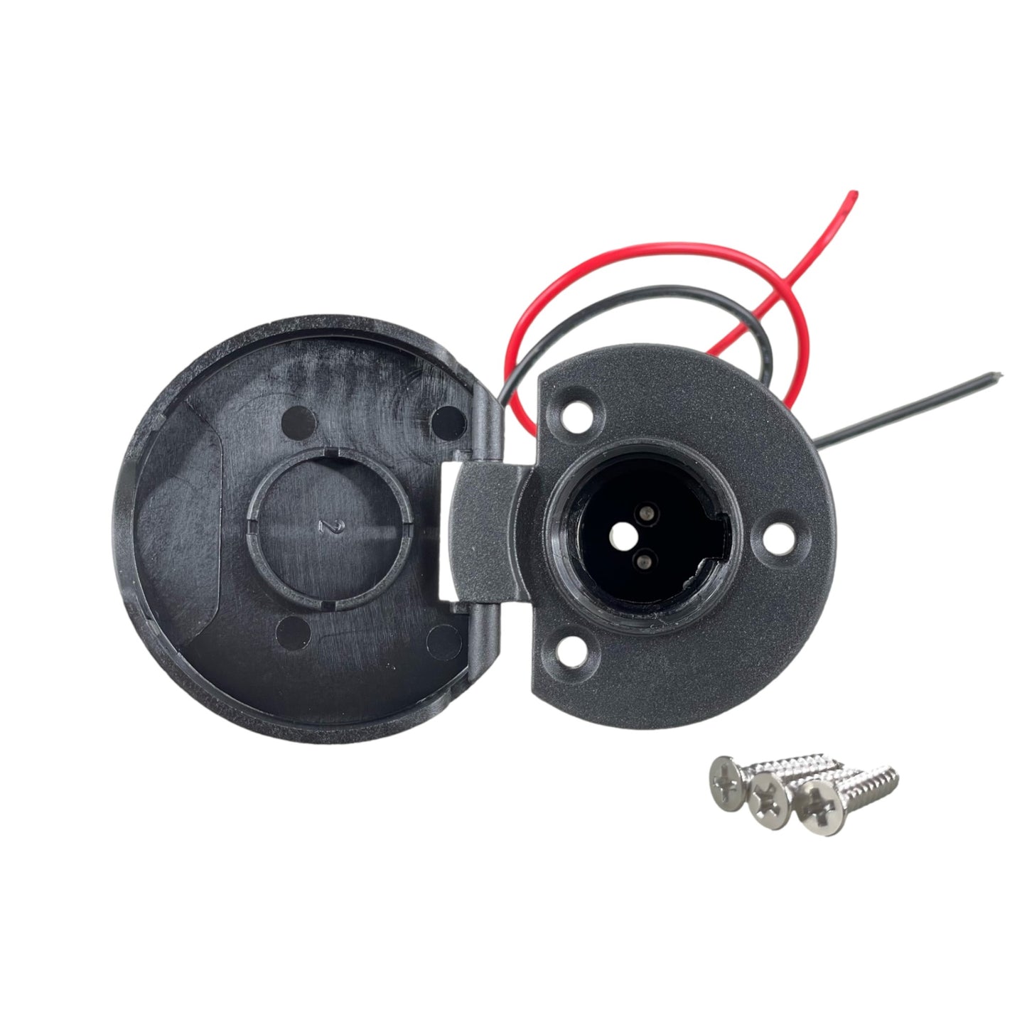 Pactrade Marine Black Nylon Cap 2-Prong Stern Light Pole Base Nylon Top Socket Plug-In Threaded Black Collar 5 Height 2-1/4" Diameter 1" Cutout Wired