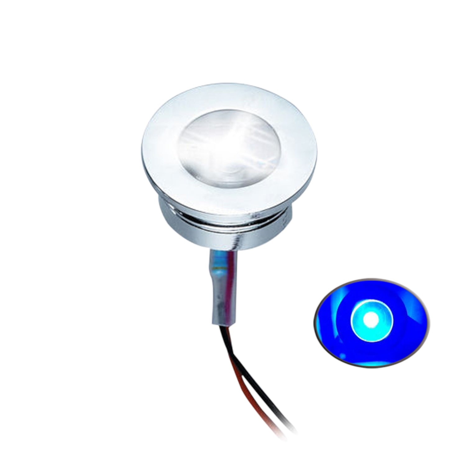 Pactrade Marine Boat LED Blue Mini Courtesy Button Light Chrome Plated Brass