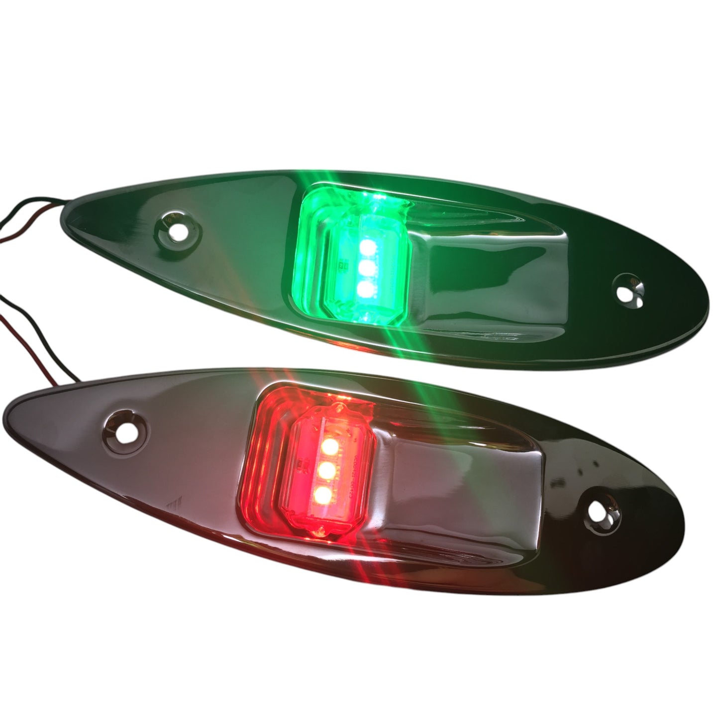 Pactrade Marine Boat Navigational Pair Of LED Side Tear Drop Lights SS Vertical Mount 12V