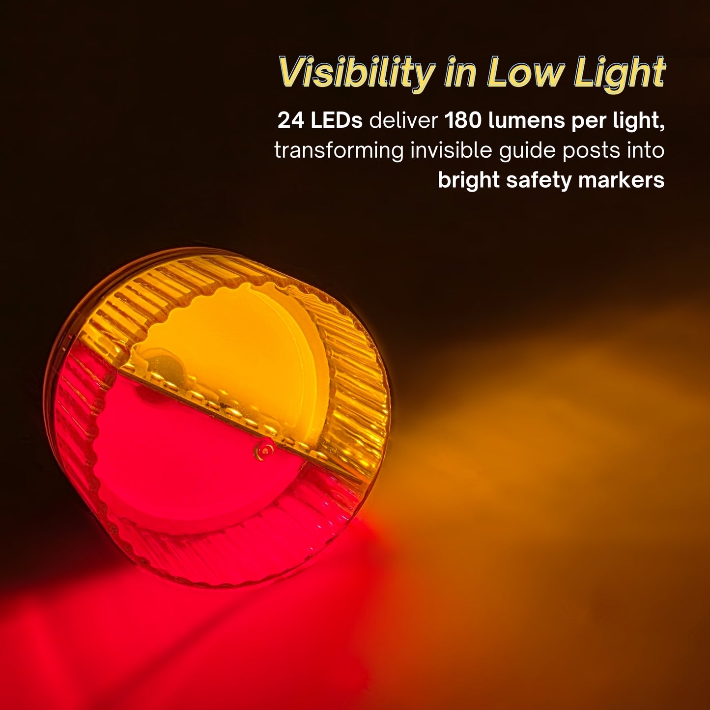 Pactrade Marine Post Guide-On LED Trailer Light Kit (Set of 2) - Amber Front/Red Rear for Night Visibility, Includes 2x 8ft Wires - Fits 2 3/8 Inch PVC Guide Posts - IP67 Waterproof for Boat Trailers