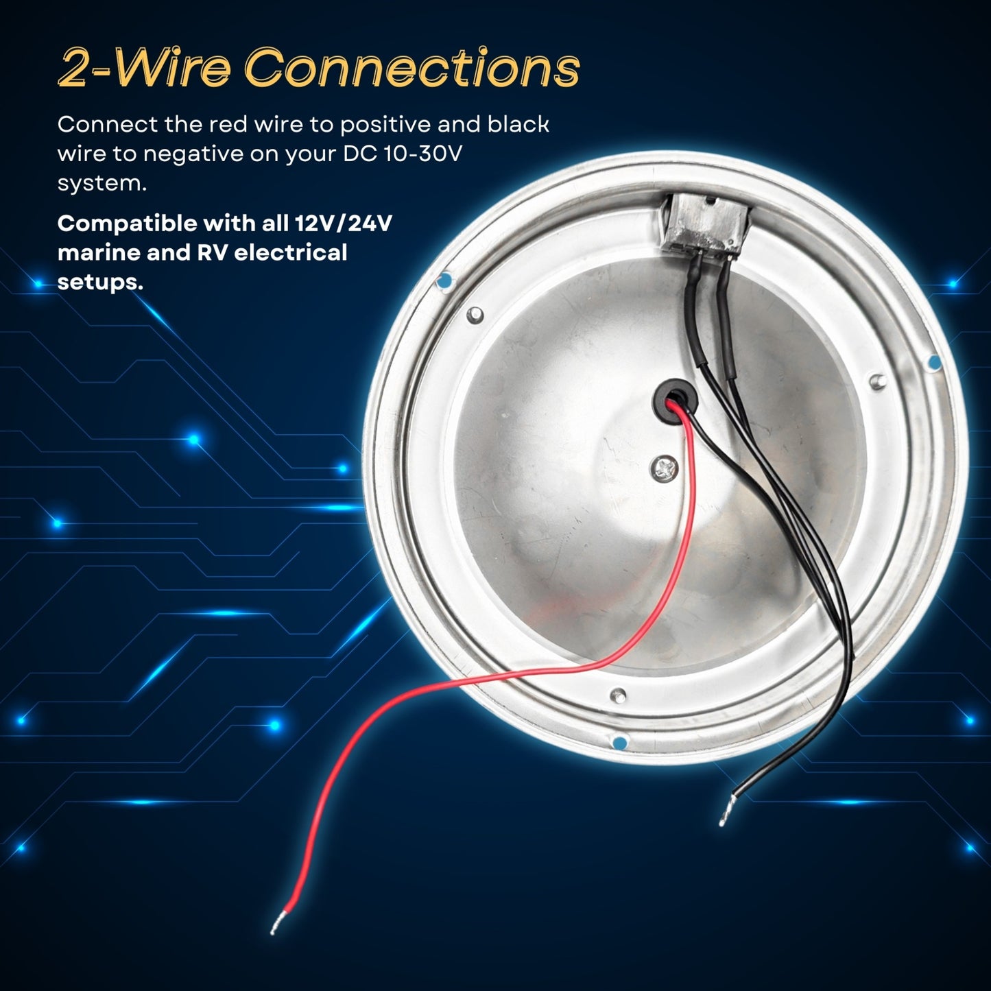 Pactrade Marine LED Dome Light RGBW - 4-Inch, Built-in Color Switch (2-Wire, NO Controller Needed) - Stainless Steel Surface Mount - 4-Color Interior Boat Lights, Marine-RV Ready (12V/24V)
