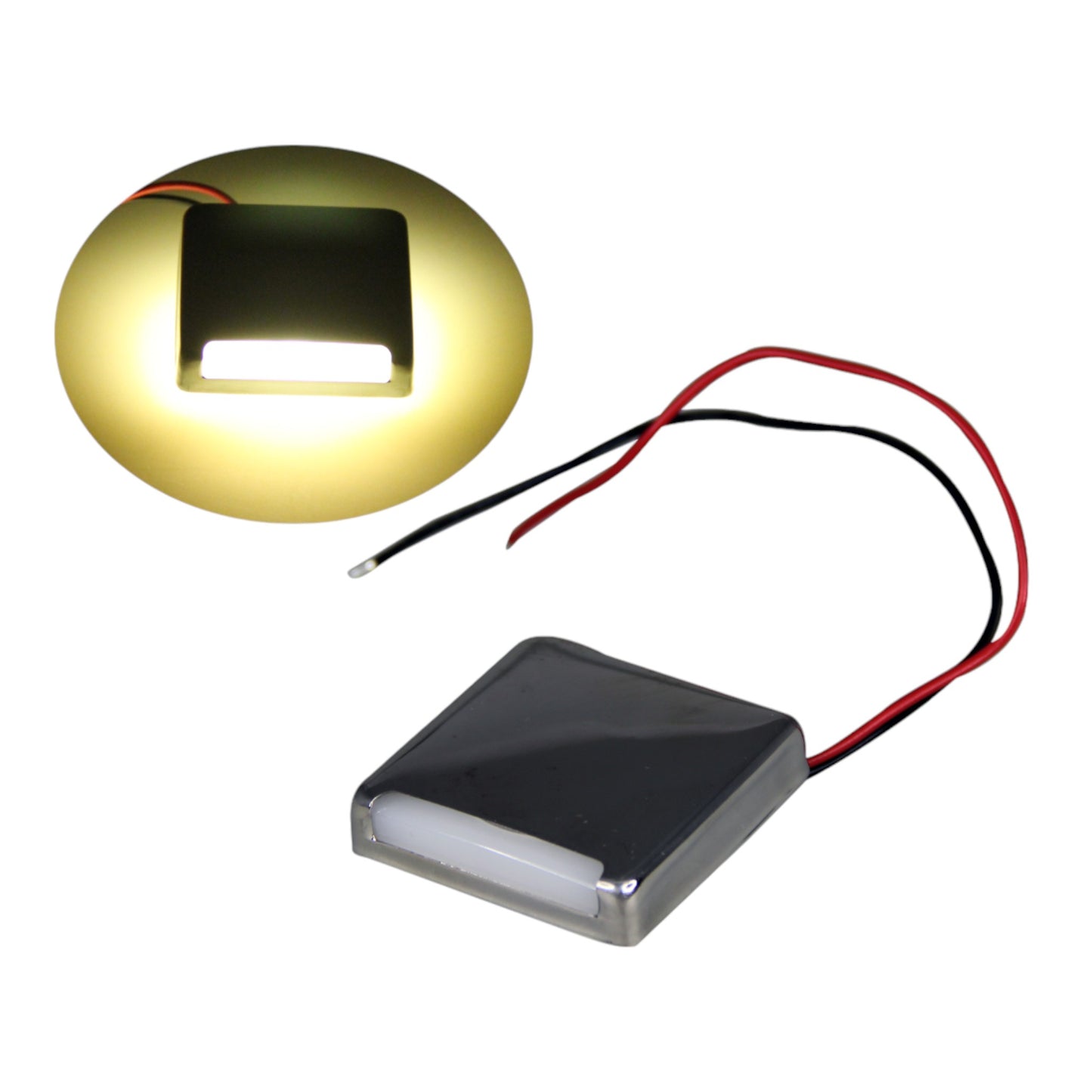 Pactrade Marine Boat Pontoon RV Surface Mount LED Stainless Steel Square Courtesy Light 90° Downward 10-30v ... (White)