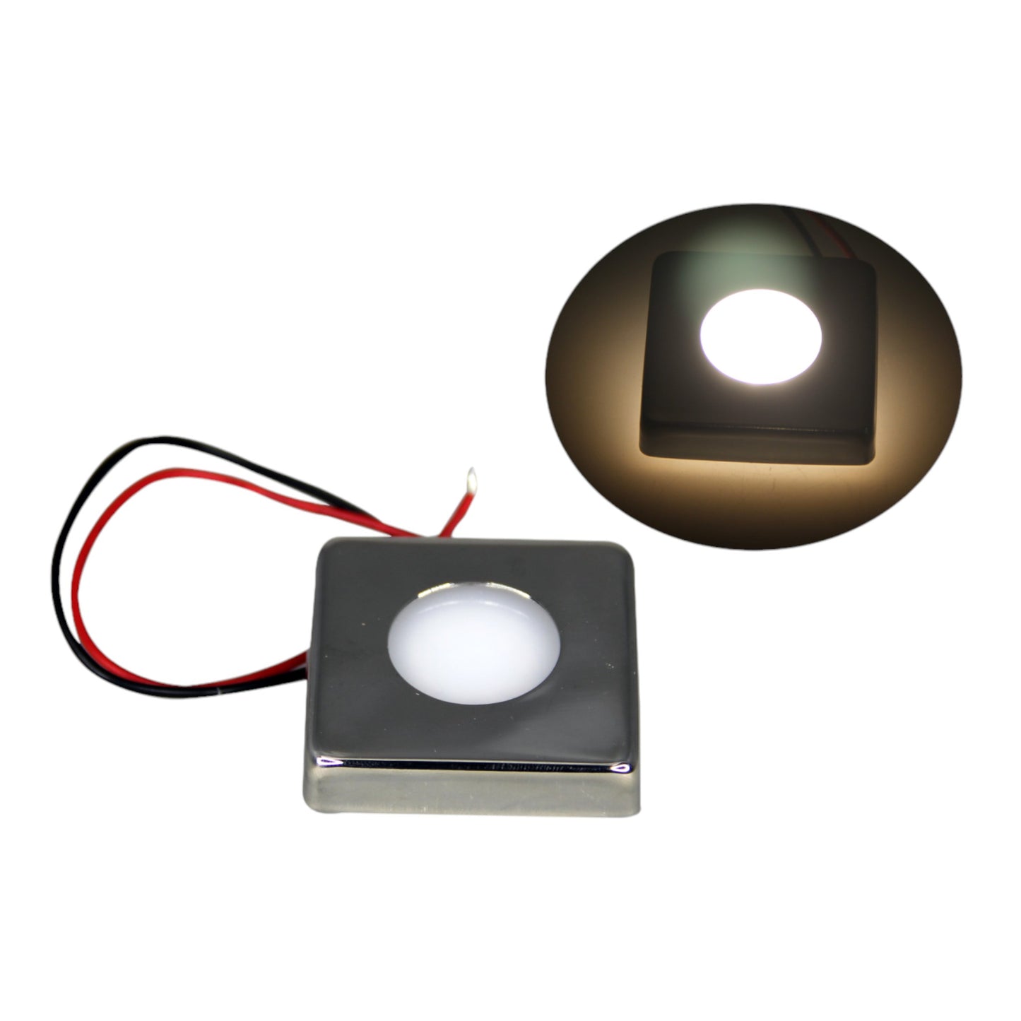 Pactrade Marine Boat Pontoon RV Surface Mount LED Stainless Steel Square Courtesy Light 10-30v (White)