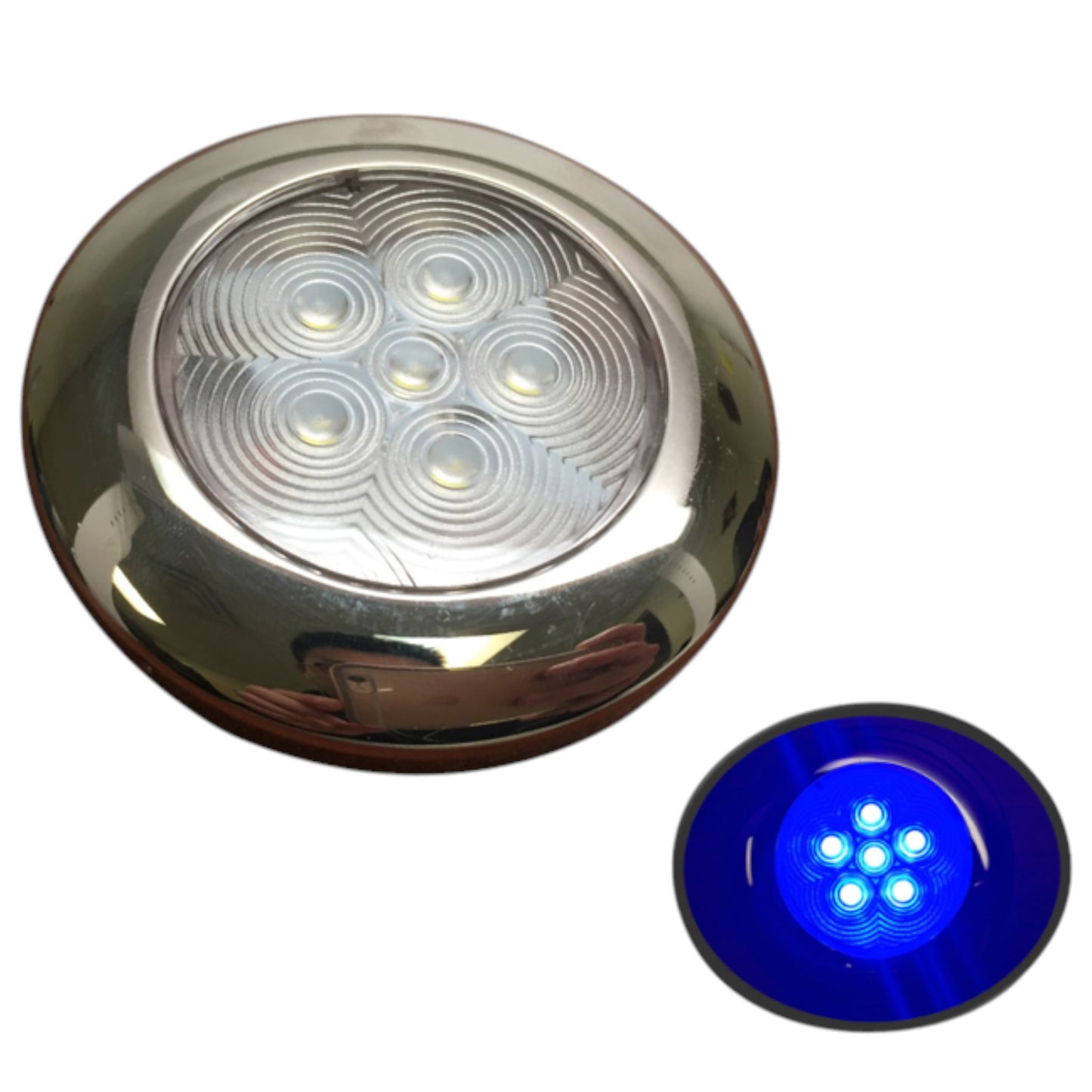 Pactrade Marine Boat Blue LED Ceiling Light SS304 Housing Surface Mount 12V 17LM 6 LEDs