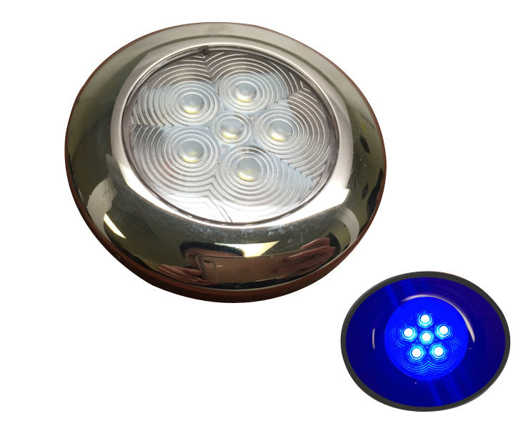 Marine Boat Blue LED Ceiling Light – SS304 Housing Surface Mount – 12V 17LM 6 LEDs
