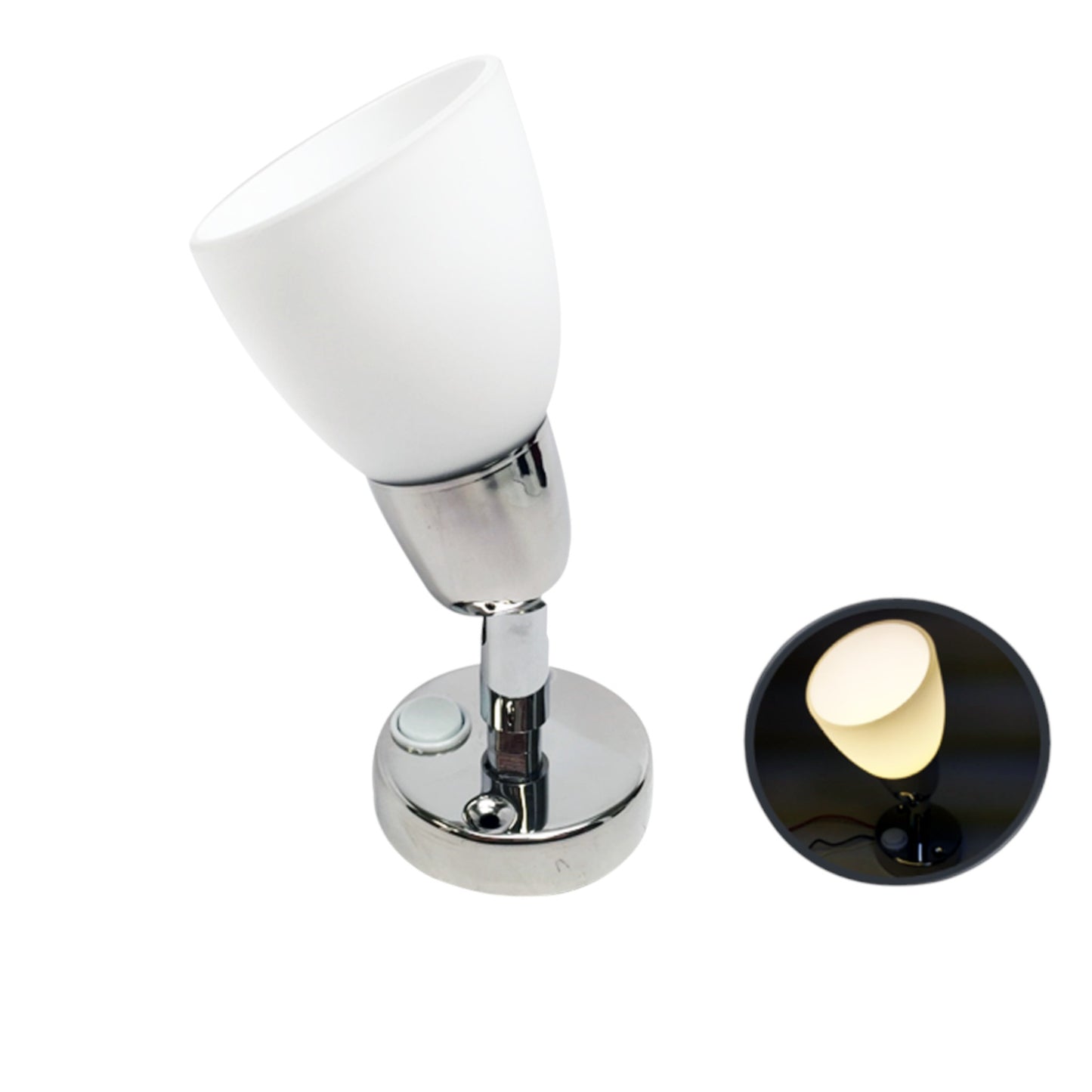 Pactrade Marine RV LED Swivel Reading Light SS304 92LM 3.1W Glass Shade Surface Mount Warm White