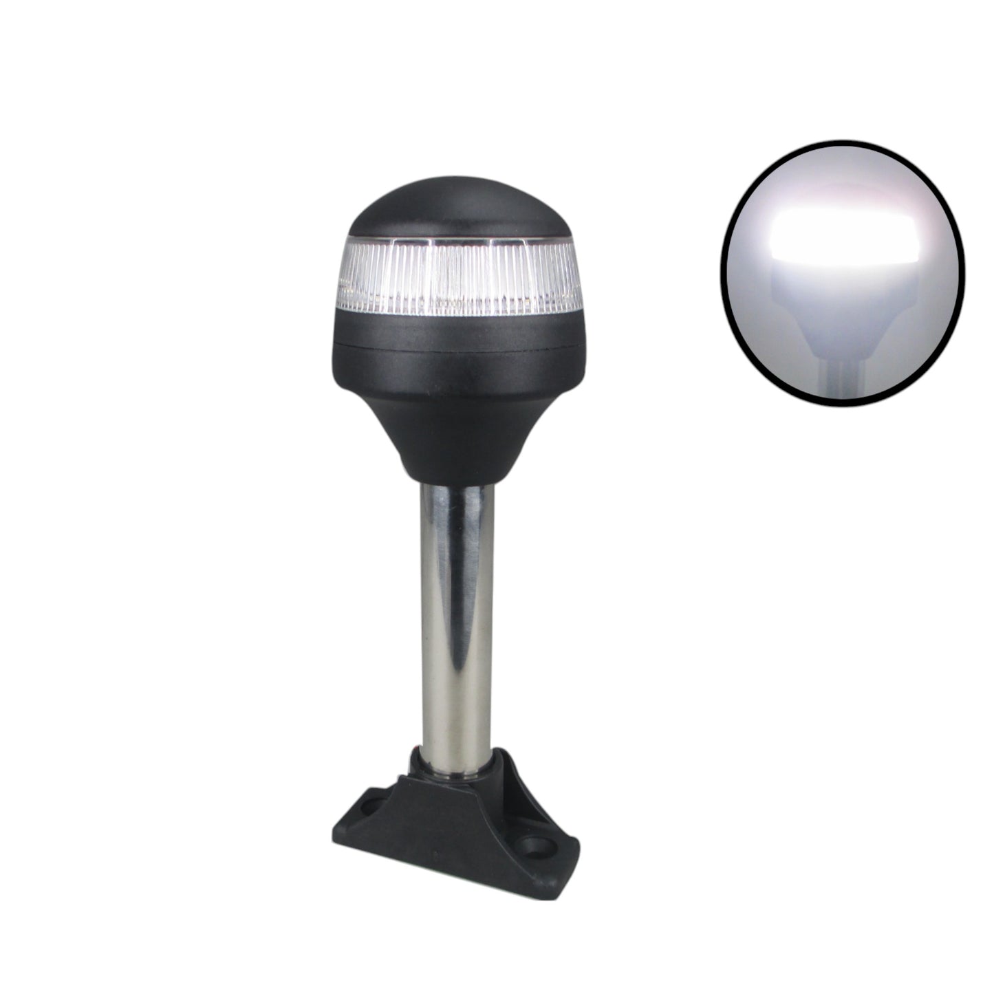 Pactrade Marine Boat LED Fixed Mount Anchor All Round Light S.S. Pole 10-30V 7''H 2NM