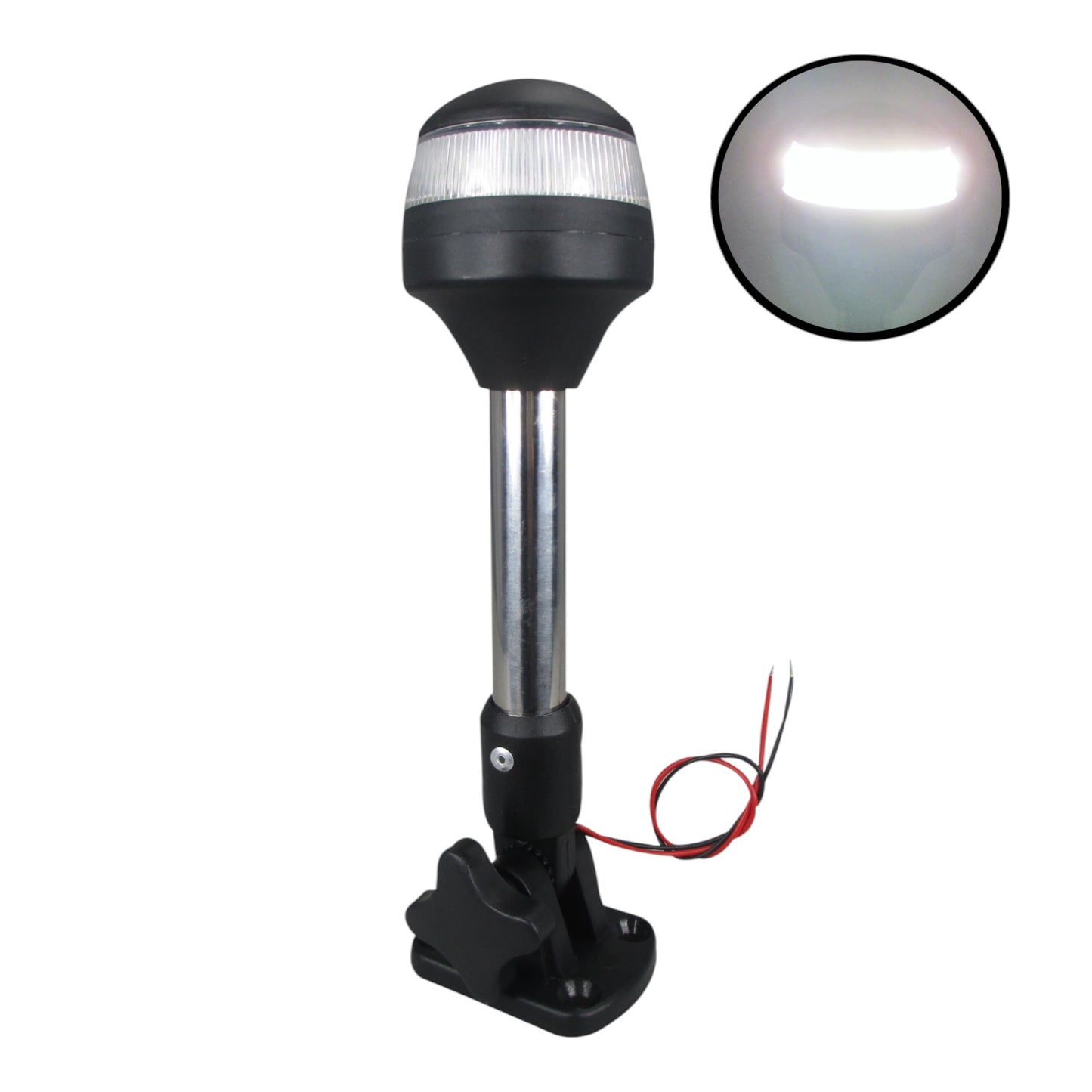 Pactrade Marine Boat Pontoon LED Anchor All Round Fold Down Light S.S. Pole 10-30v 9-1/2''H 2NM