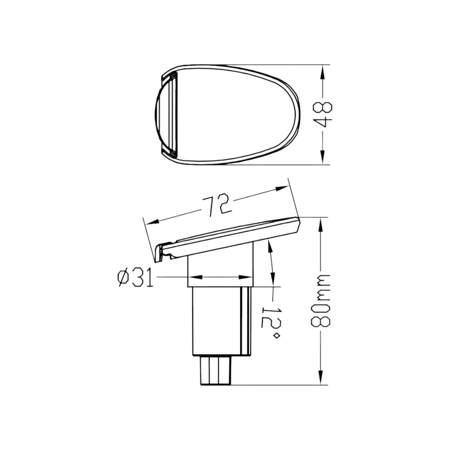 Pactrade Marine Boat 2-Prong Nylon Navigation Stern Light Pole Base Black Cover Socket Plug-in 3/4" Pole Flag Pole (Tear Drop - 15 Degrees)