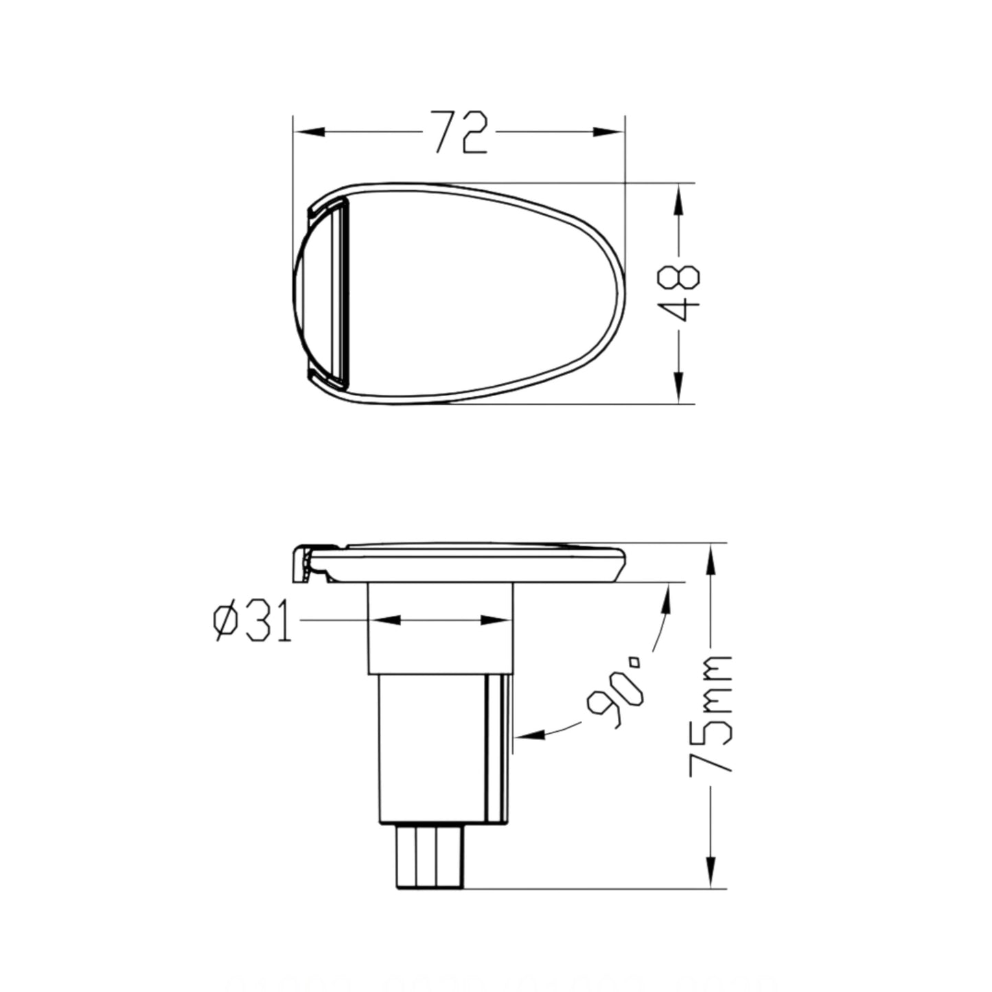 Pactrade Marine Boat 2-Prong Nylon Navigation Stern Light Pole Base Black Cover Socket Plug-in 3/4" Pole Flag Pole (Oval - 15 Degrees)