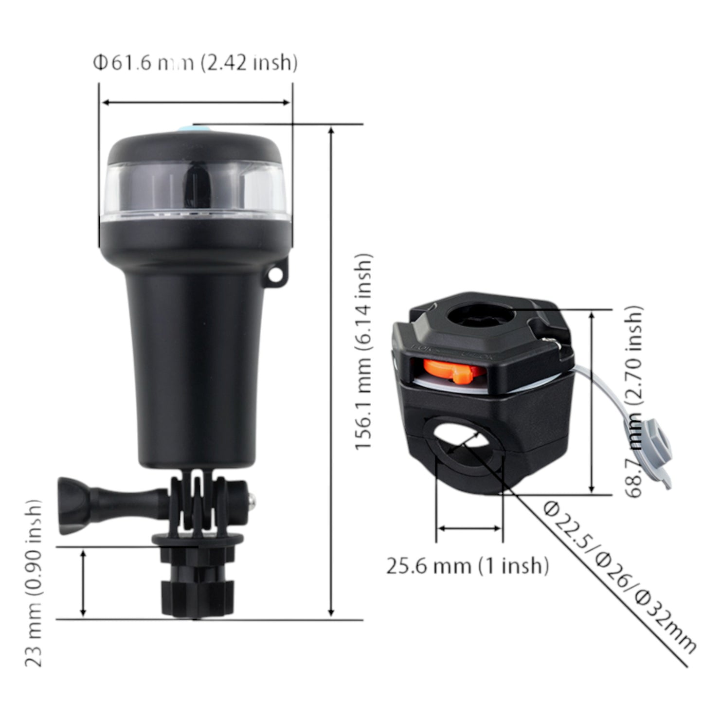 Pactrade Marine Navigation Lights for Boats LED - Red/Green Battery Powered Nav Lights for Boats - Rail Mount, Swivel Base, 3-Mode Operation - 1NM Waterproof