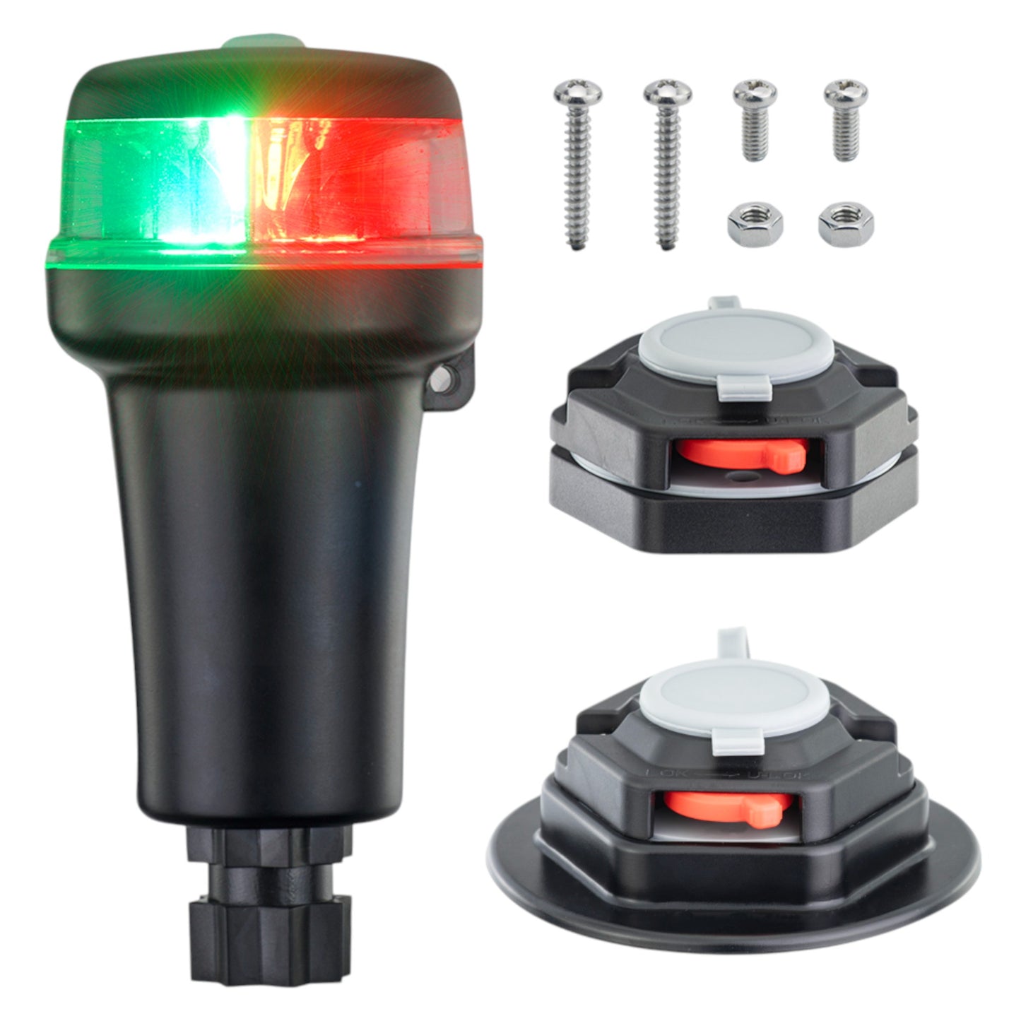 Pactrade Marine Navigation Lights for Boats LED - Red/Green Battery Powered Nav Lights for Boats - Surface Mounts (Flat), Fixed Base, 3-Mode Operation - 1NM Waterproof