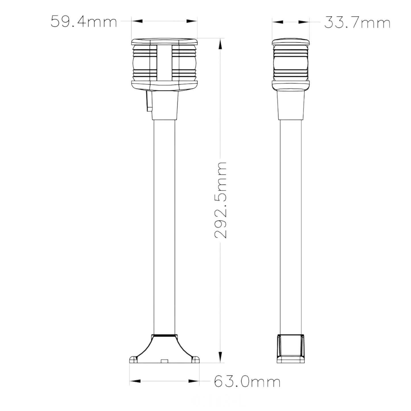 Pactrade Marine 11 1/2'' Festoon Bulb Stern Anchor Masthead Light S.S. Pole