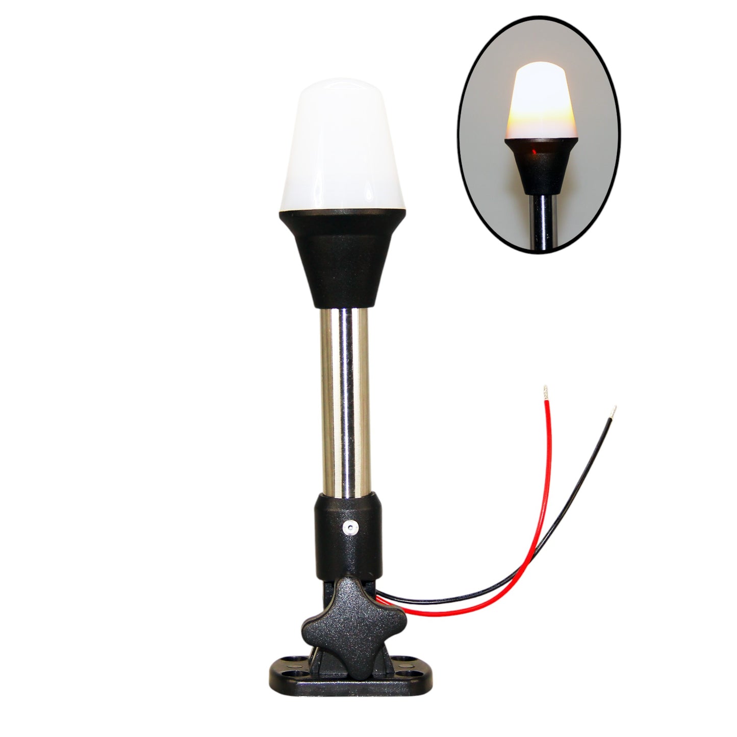 Pactrade Marine 12V Marine Boat Yacht Pontoon Navigation Anchor Light 360 Degrees All Around White Color Splashproof Black Housing