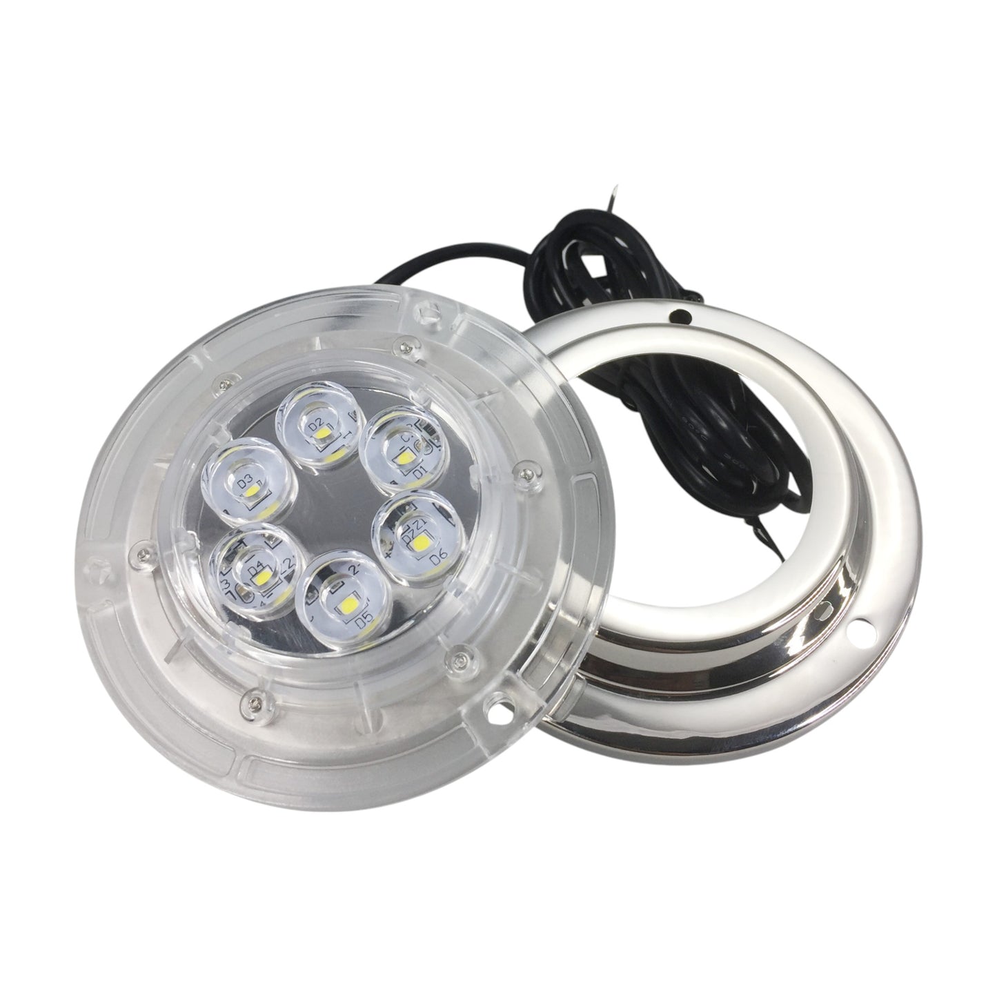 Pactrade Marine Boat SS316 LED White 6 x 2 W Underwater Light 10-30V IP 68