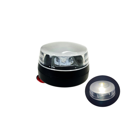 Pactrade Marine Boat Wake Tower LED Anchor All Round Navigation Light Nature White PC Plastic Housing Black 120 Degrees Beam Angle Surface Mount 2-1/4" Diameter 1-5/8" Height