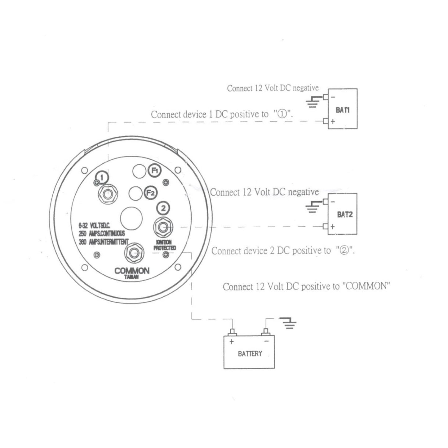Pactrade Marine Boat Dual Battery Selector Disconnect Switch 250A 6-32V