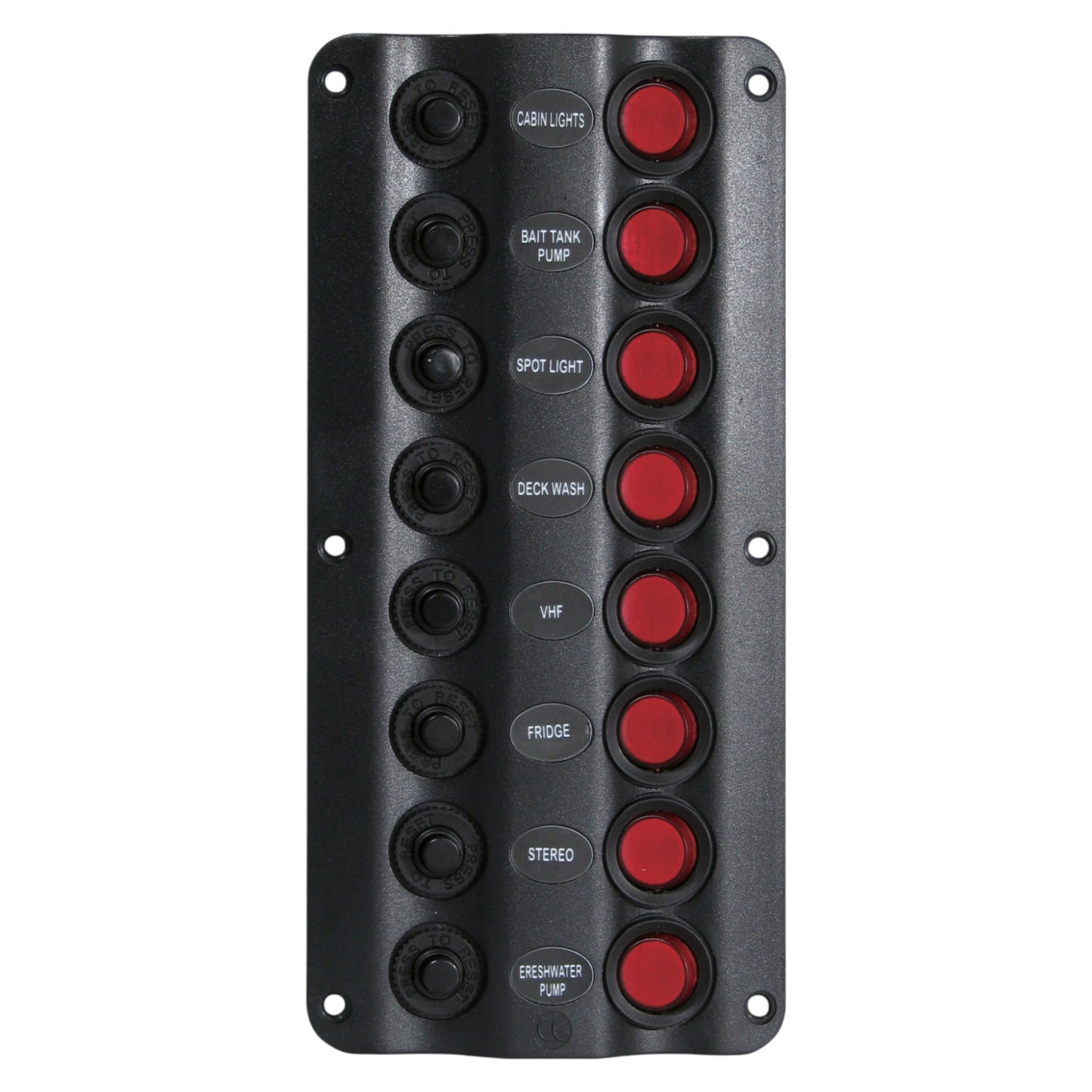 Pactrade Marine Boat Splashproof Wave Design 8 Gang Switch Panel UL LED Indicator