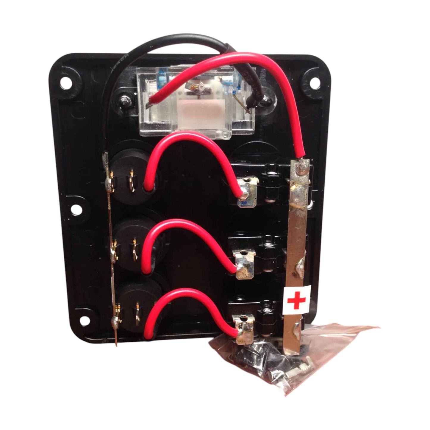 Pactrade Marine Boat Splash Proof 3 Gang Switch Panel with Volt Meter LED Indicator