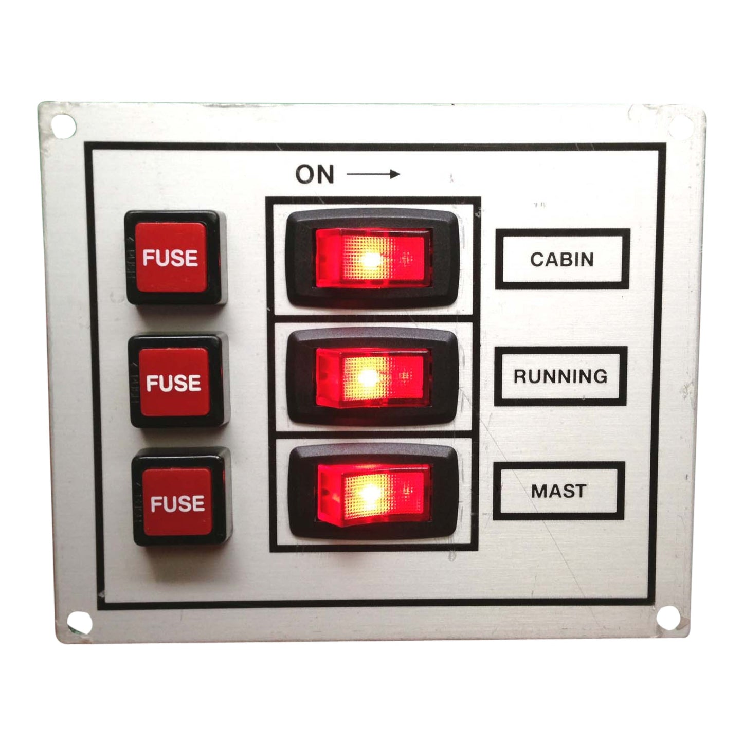 Pactrade Marine Boat Silver Aluminum Switch Plate LED indicator UL Approved Splashproof
