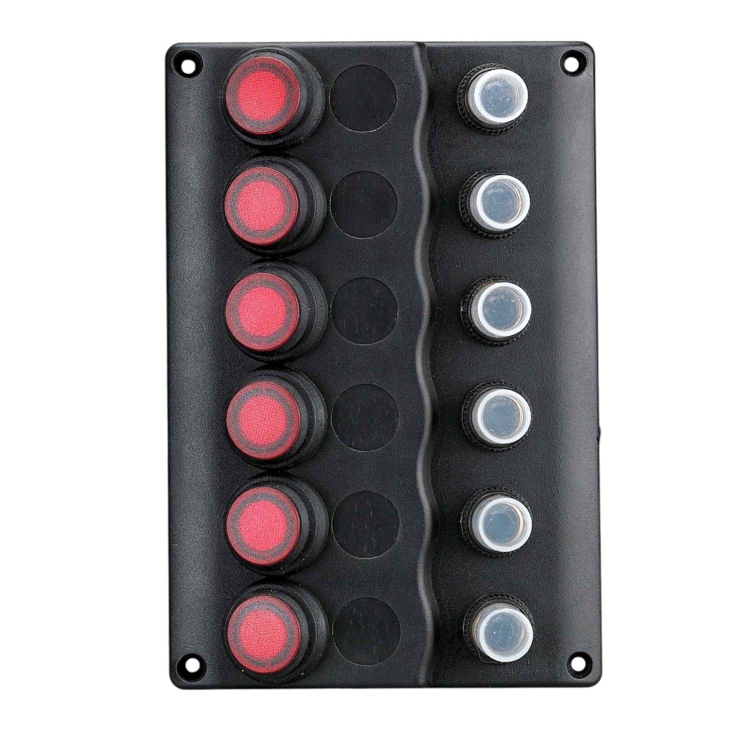 Pactrade Marine Boat IP65 Switch Panel 6 Gang No Fuse Circuit Breaker Wave Design