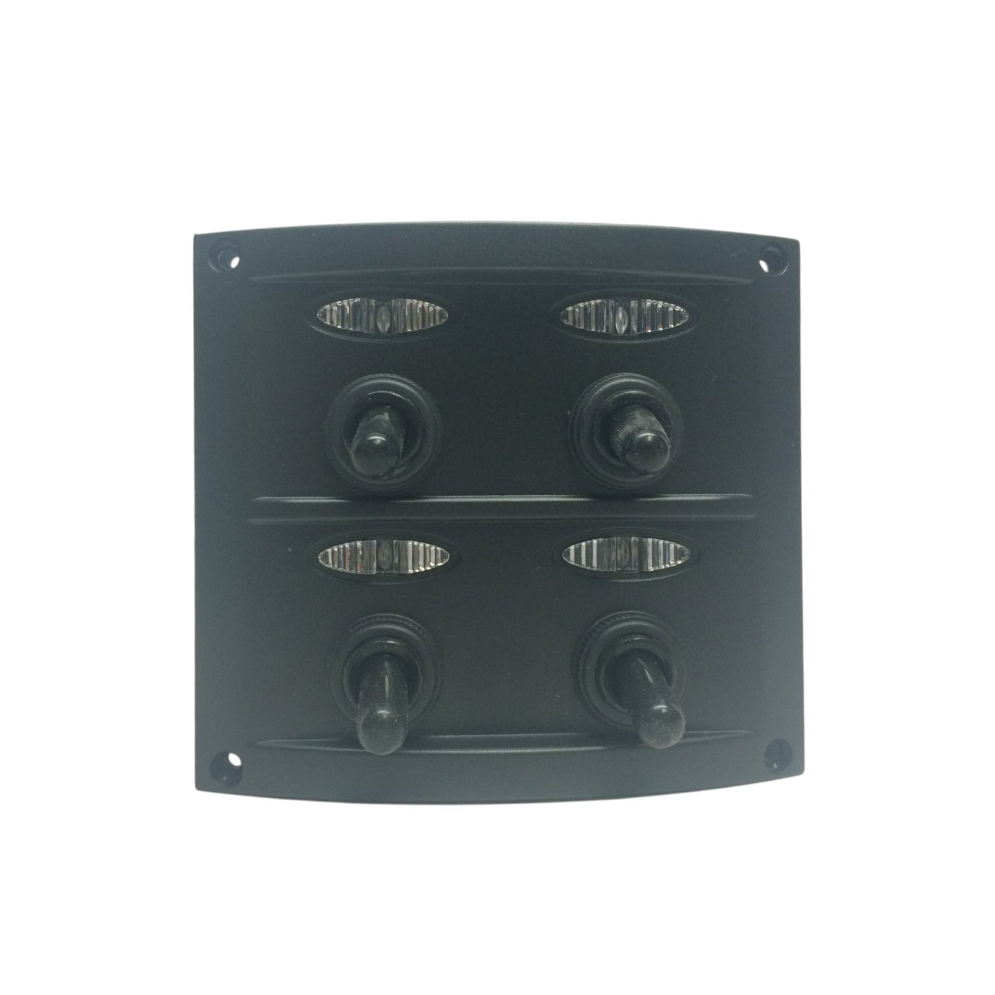 Pactrade Marine LED Waterproof Switch Panel with Fuses 15A x 2 Neoprene Cap Switch x 4, Black