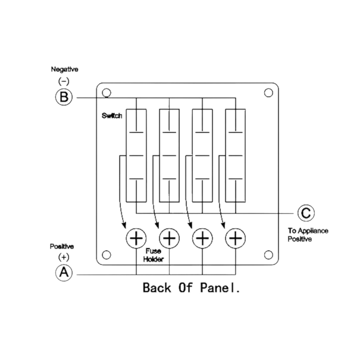 Pactrade Marine Boat 4 Gang Splashproof Switch Panel with LED ODM