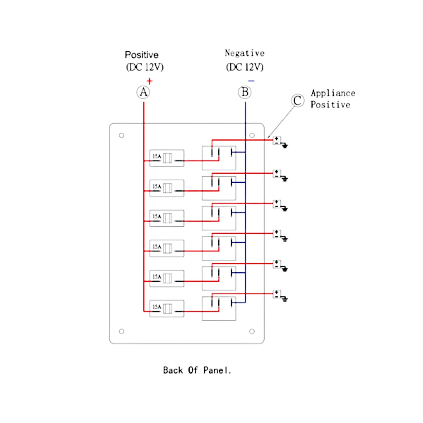 Pactrade Marine Boat 6 Gang Splash Proof Switch Panel with LED ODM