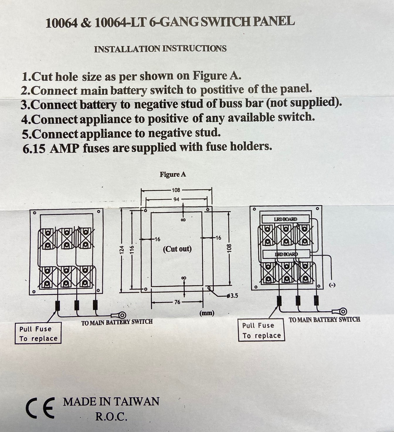 Pactrade Marine Boat 6 Gang Splash Proof Switch with Light Panel