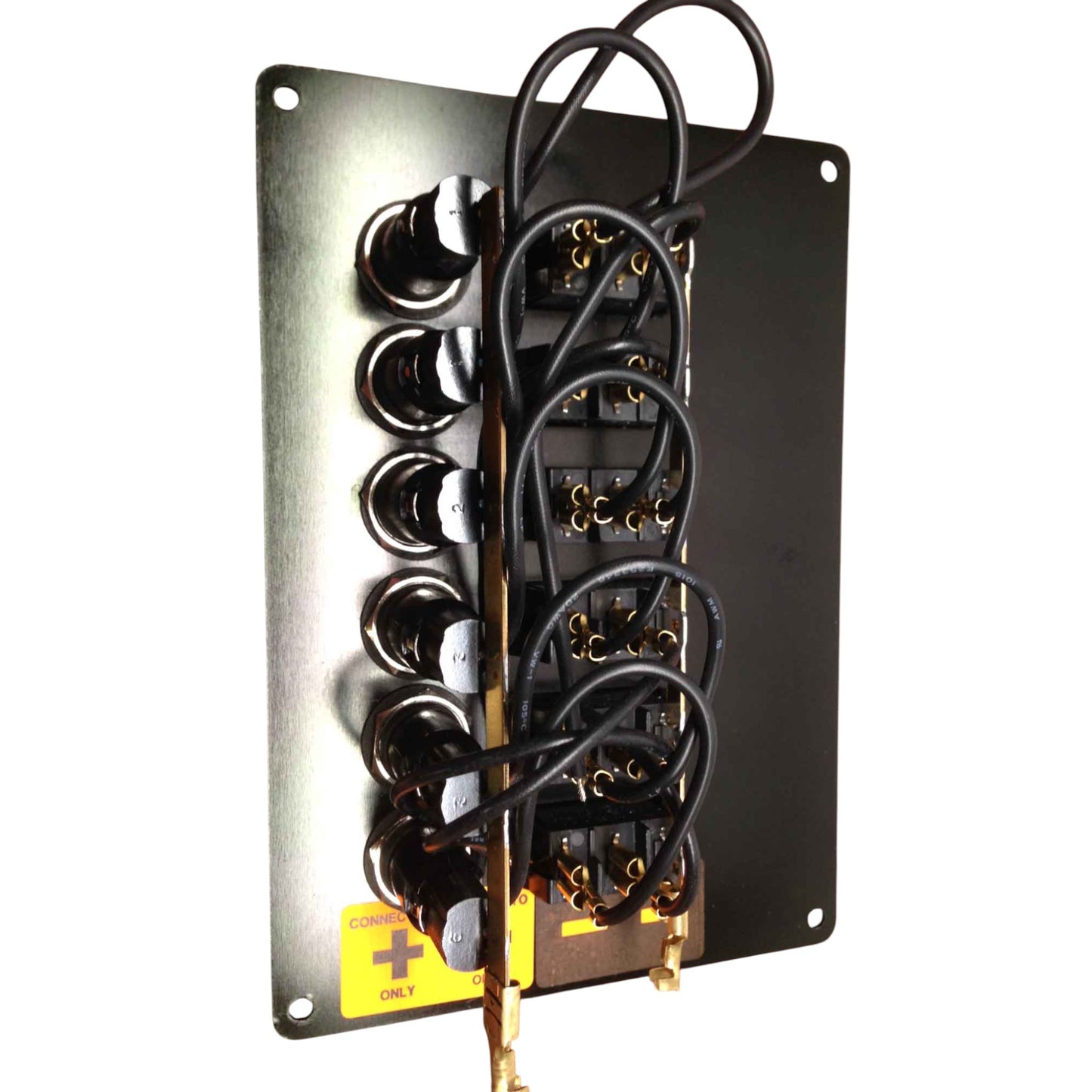 Pactrade Marine Boat Aluminum Plate Vertical Switch Panel 6 Gang UL Illuminated Switches