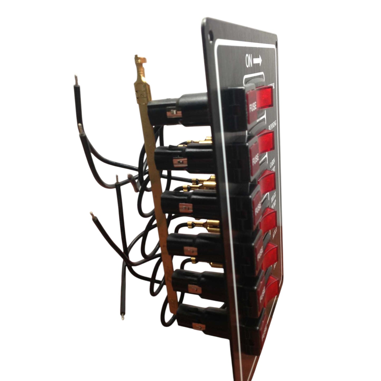 Pactrade Marine Boat Aluminum Plate Vertical Switch Panel 6 Gang UL Illuminated Switches