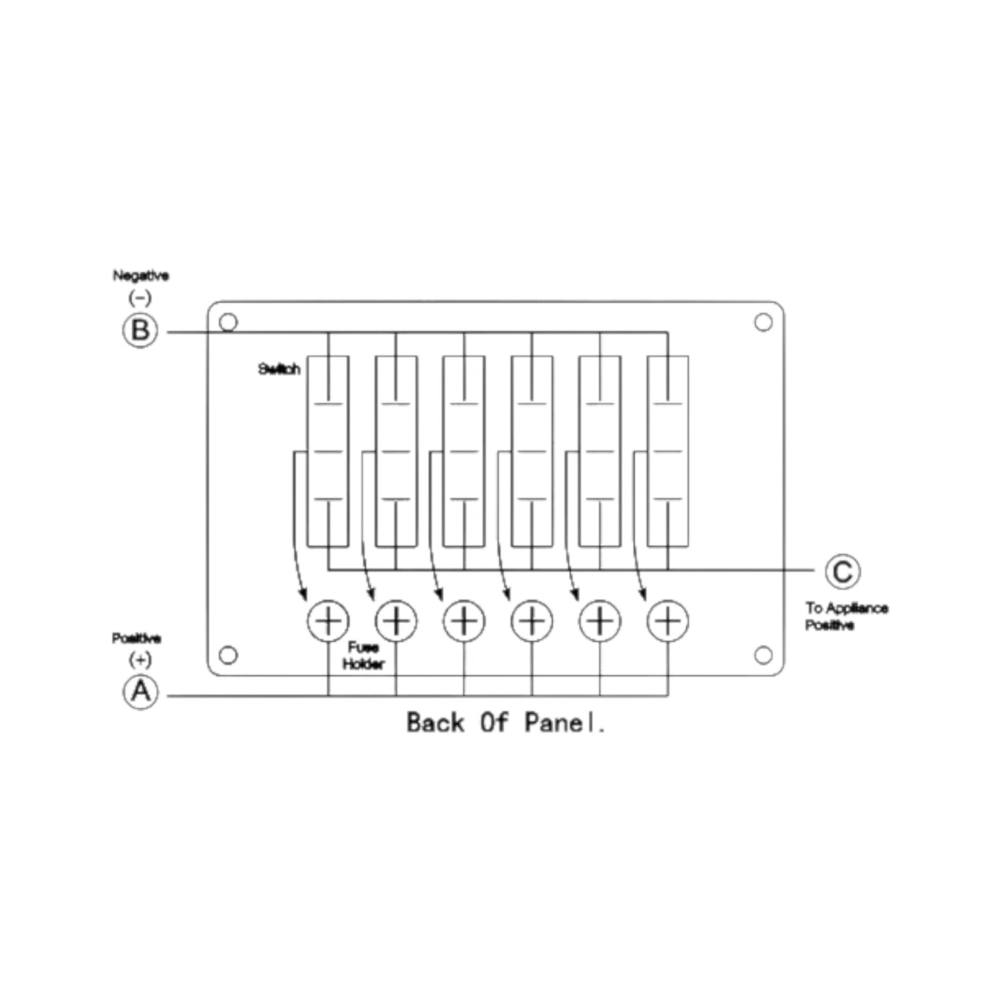 Pactrade Marine Boat 6 Gang Splashproof Aluminum Plate Switch Panel LED Indicator ODM