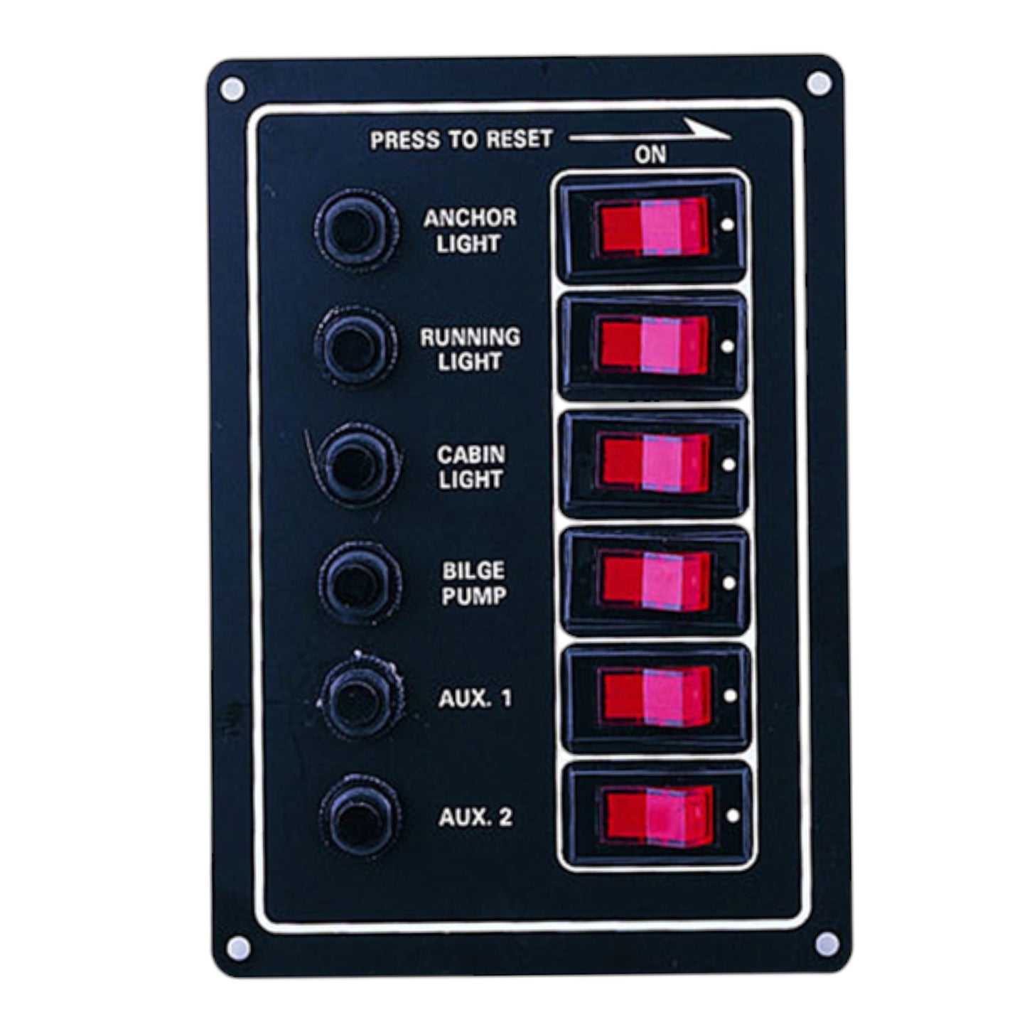 Pactrade Marine 6 Gang Switch Panel with Illuminated Switch 20 Preprinted Labels, 6.5" L x 2.5" H x 4.5" W