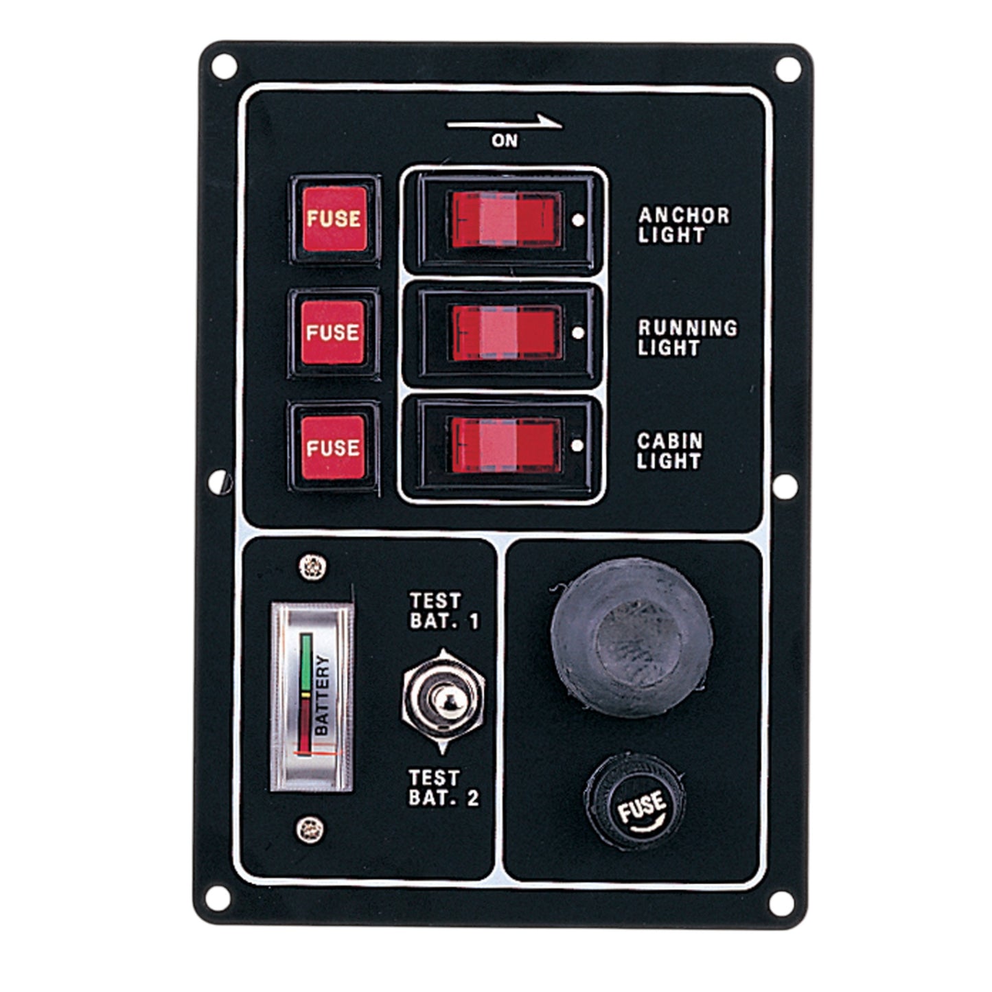 Pactrade Marine Boat Aluminum Switch Panel 3 Gang with Battery Tester & Horn Push Button
