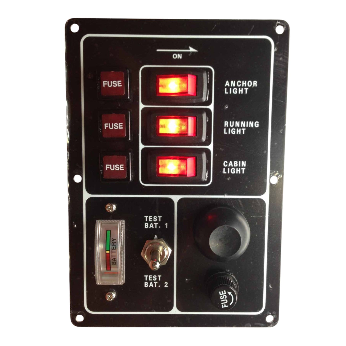 Pactrade Marine Boat Aluminum Switch Panel 3 Gang with Battery Tester & Horn Push Button
