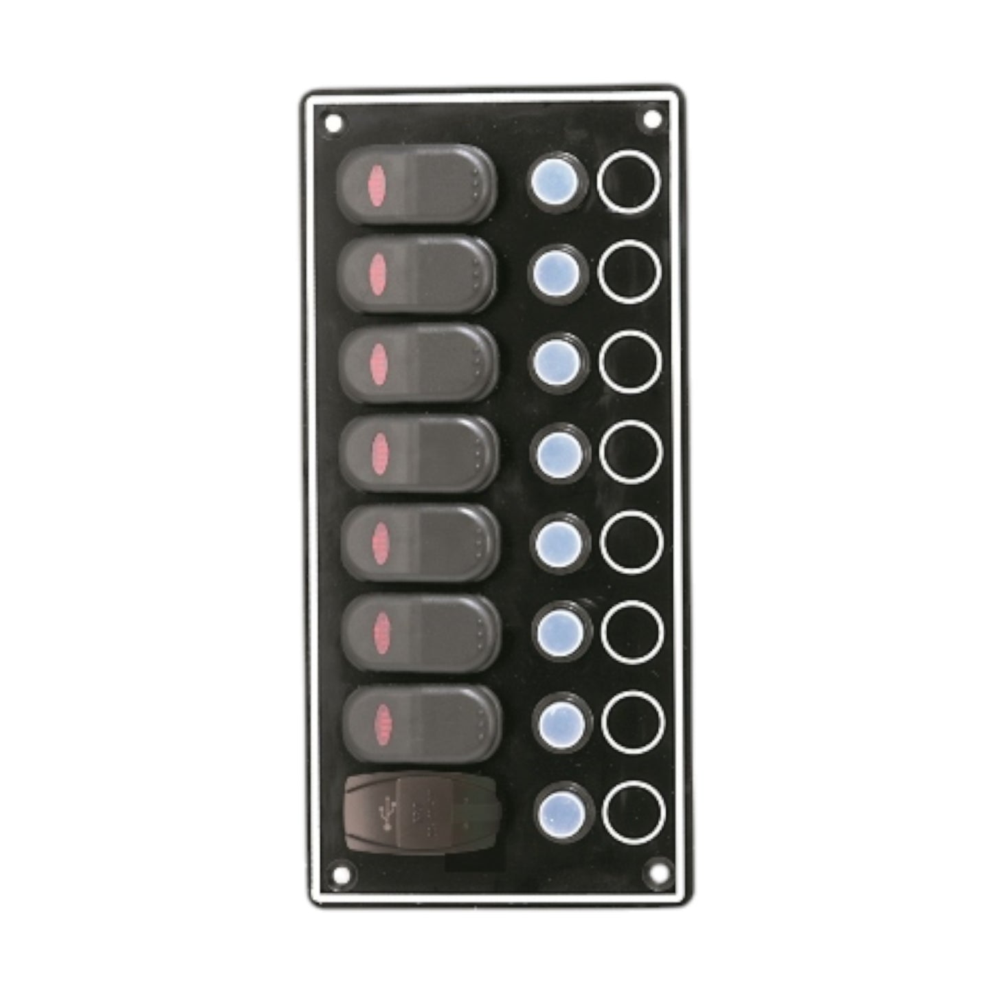 Pactrade Marine Boat 8 Gang Aluminum Switch Panel & USB Charger 4.5X9.5"