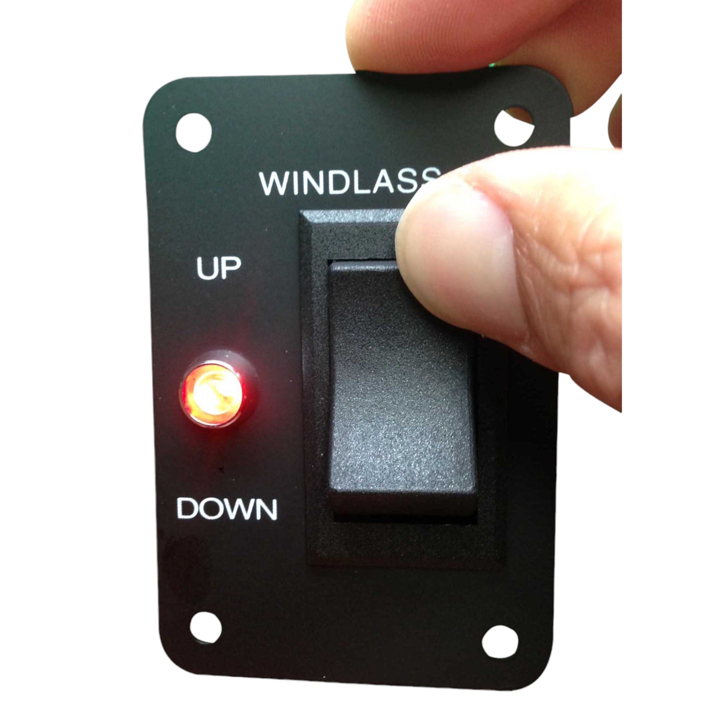 Pactrade Marine Boat Anchor Windlass Winch Switch Aluminum Plate 2 Way LED Light