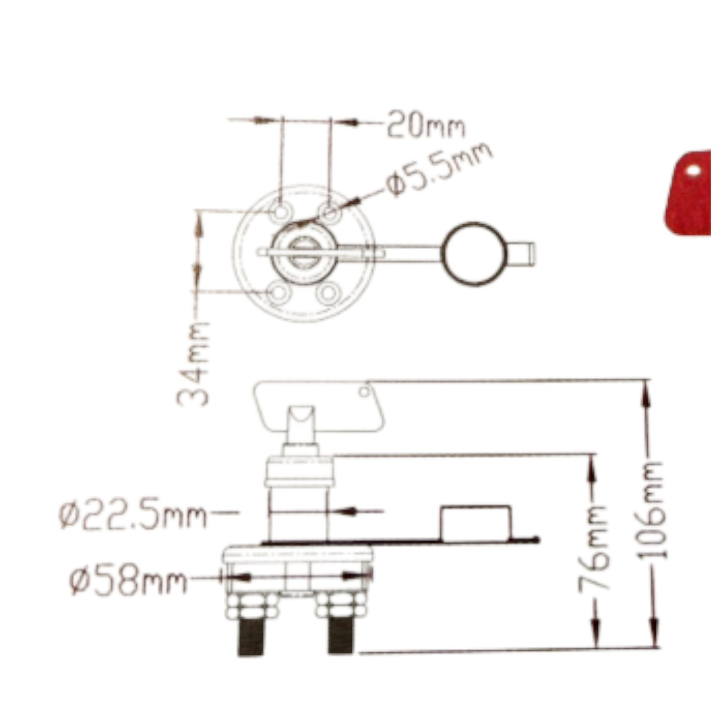 Pactrade Marine Boat Heavy Duty 2 Position Brass Nylon Battery Kill Switch Pom Key