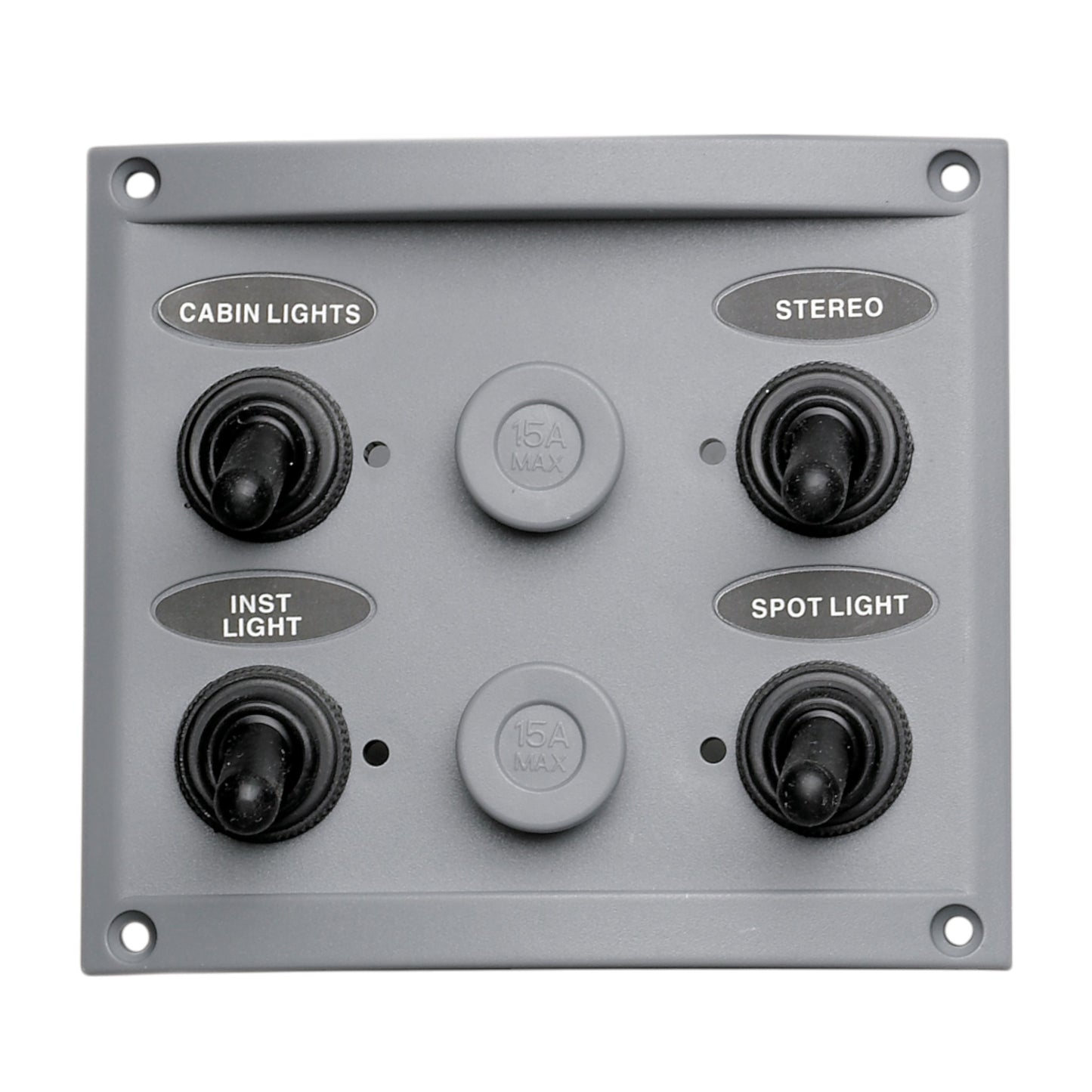 Pactrade Marine Boat Grey 4 Gang IP65 Switch Panel Neoprene Capped Switches